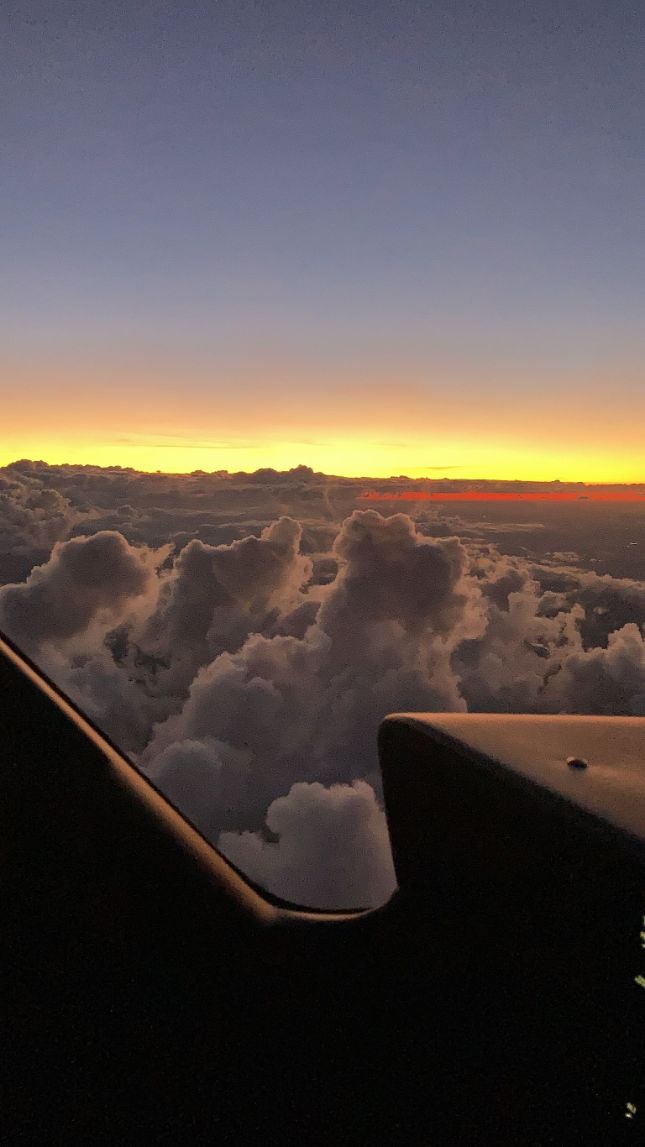 flying during sunrise over the amazon
